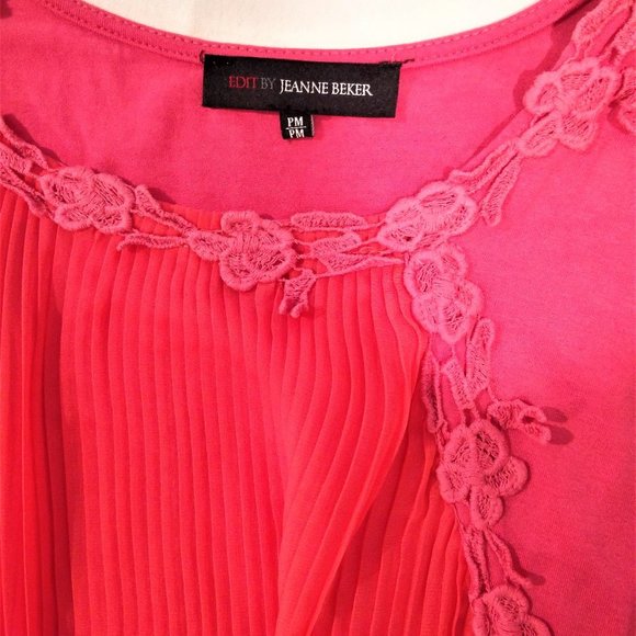 Edit by Jeanne Beker Coral Sleeveless Crepe Pleated Blouse - Picture 9 of 11